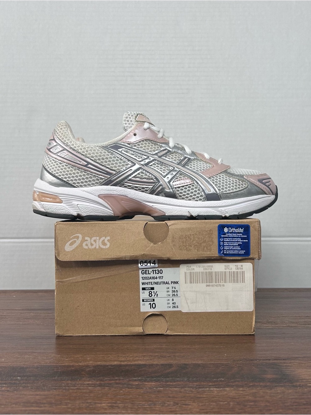 ASICS Gel-1130 White Neutral Pink Women’s 10/Men’s 8.5